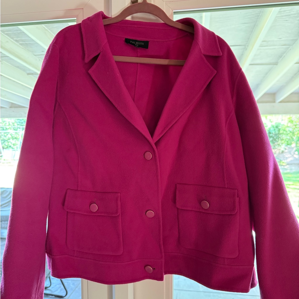 Talbots Women's Fuchsia Wool/Cotton Blend Blazer - Plus Size 20